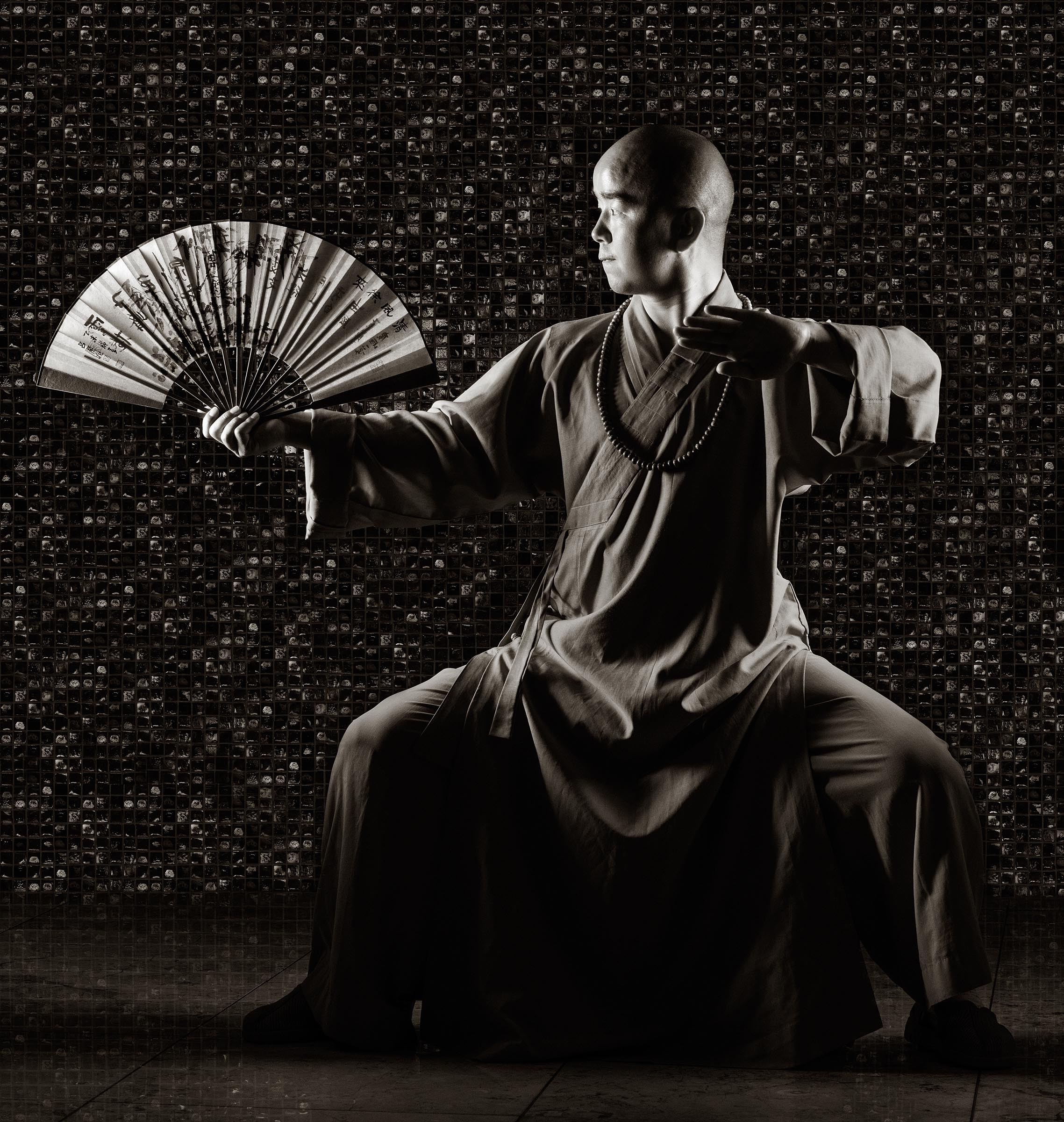 Portrait of Master Hu, an expert in the ancient discipline of Shaolin kung fu, during a recent visit to Macau.