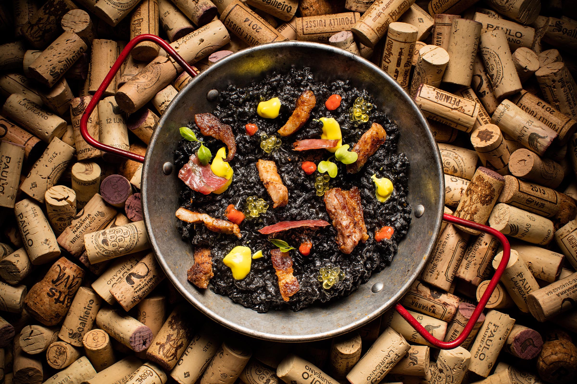 Black Pork Paella : Squid Ink Rice / Pata Negra / Iberico Pork Collar / Iberico Pork Belly / Olive Oil Caviar / Chili Sauce / Saffron Mayo