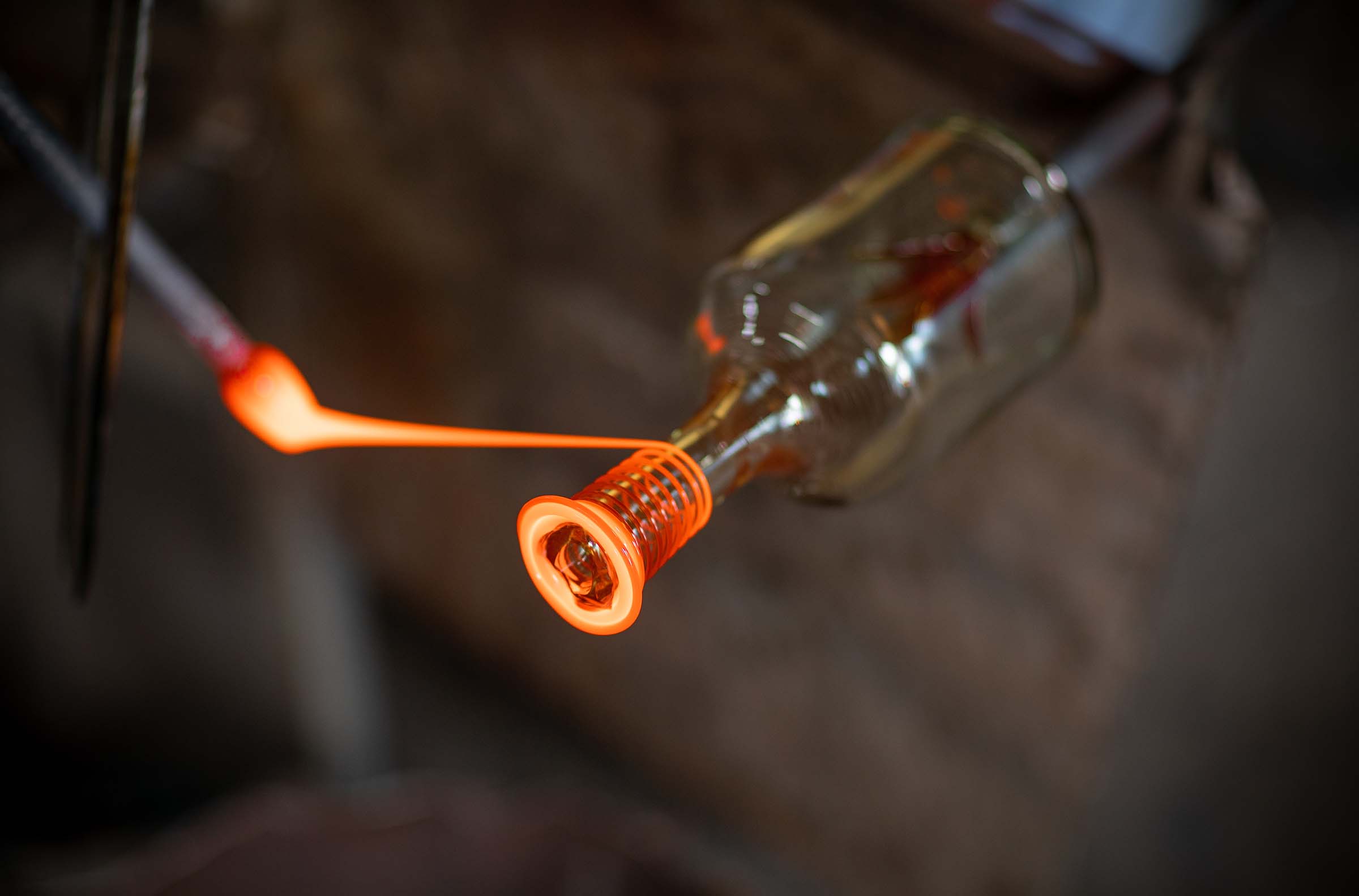 Hand blown glass bottle factory located in Tonala, Mexico